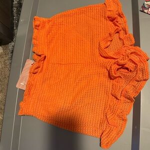 SHEIN Orange Ruffle Women Shorts